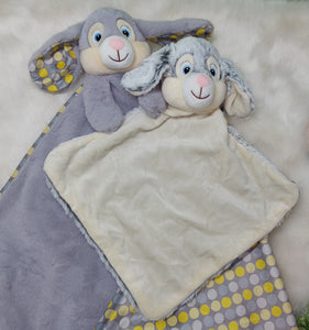 Grey Polkadot Bunny Cubbies Blanket